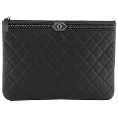 Chanel Boy O Case Clutch Quilted Calfskin with Chain Detail Medium