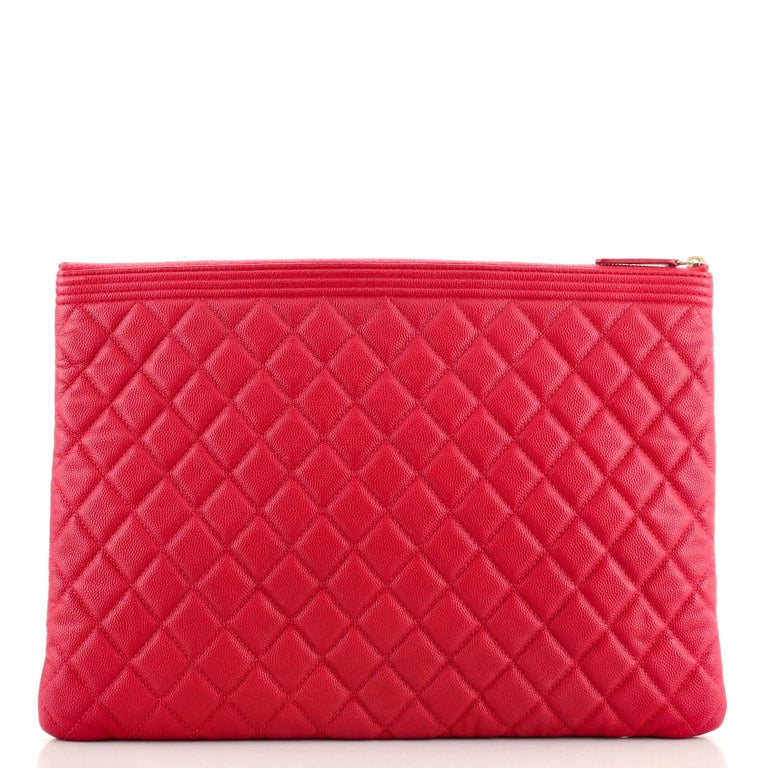 Chanel Boy O Case Clutch Quilted Caviar Large at 1stDibs