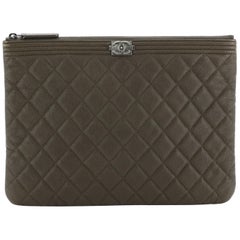 Chanel Boy O Case Clutch Quilted Caviar Medium