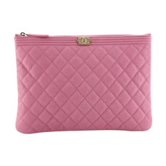 Chanel Boy O Case Clutch Quilted Caviar Medium