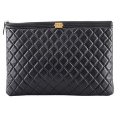Chanel Boy O Case Clutch Quilted Lambskin Large at 1stDibs