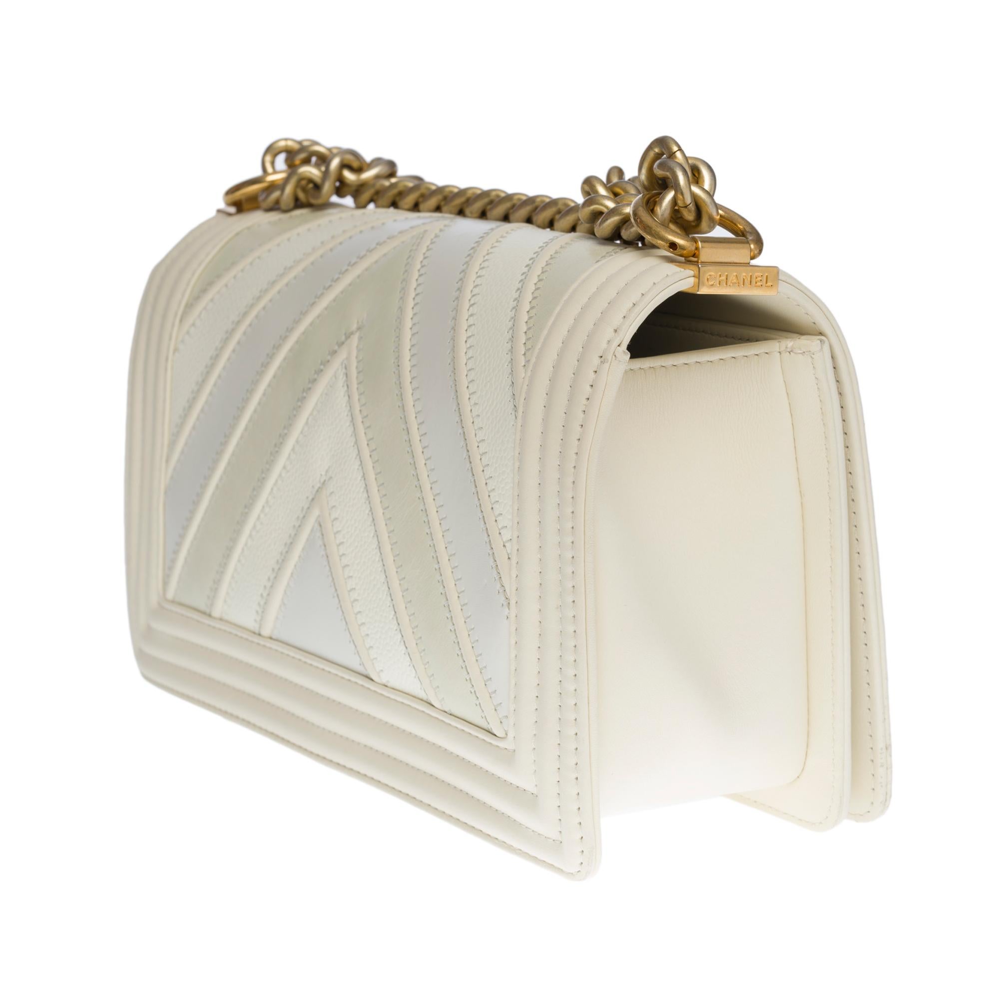 chanel boy bag white and gold
