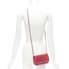 CHANEL Boy pink matelasse quilted velvet CC WOC crossbody bag