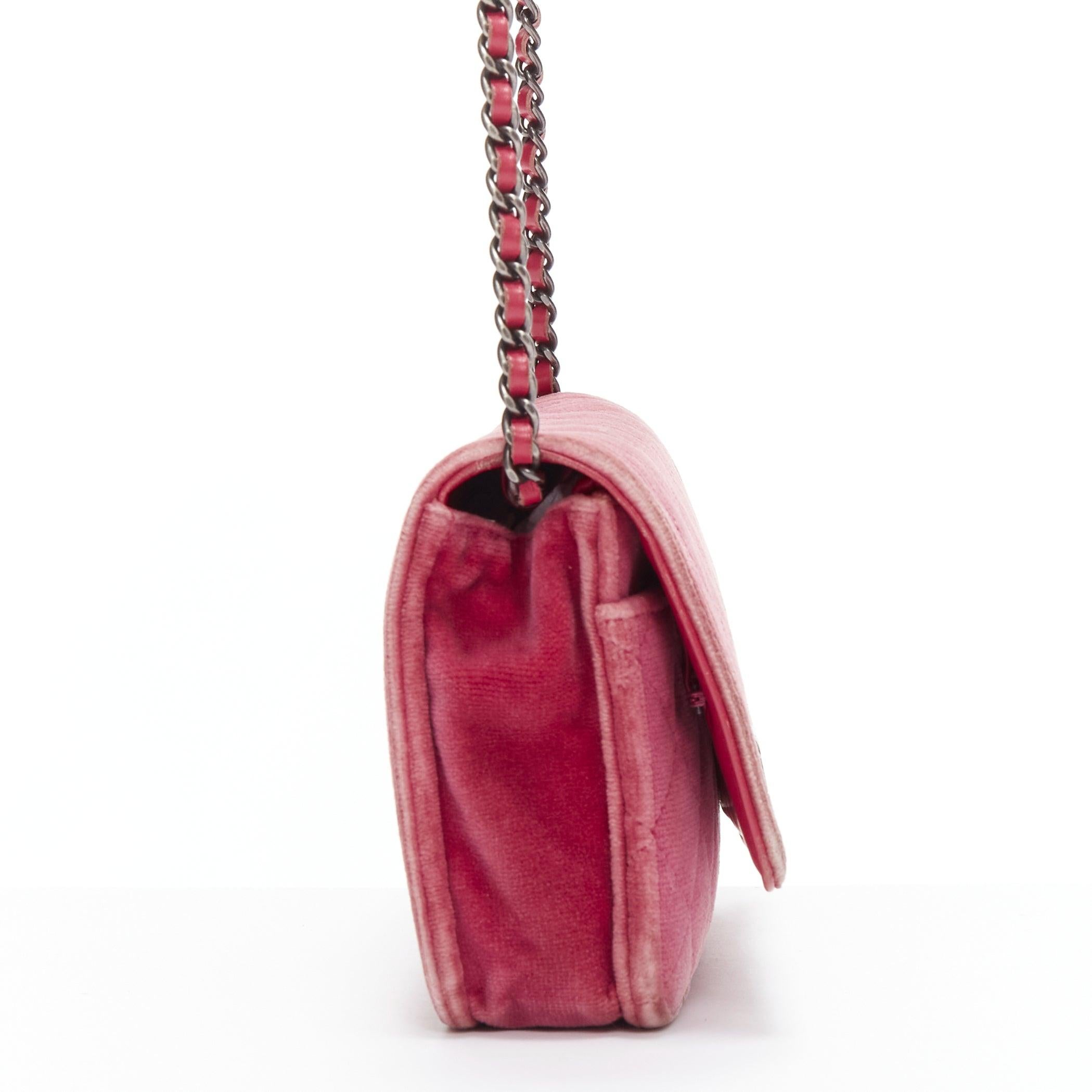 Women's CHANEL Boy pink matelasse quilted velvet CC WOC crossbody bag