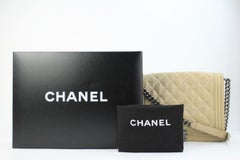 Chanel Boy Quilted Iridescent Le 26ccty51717 Beige Suede Leather Shoulder Bag