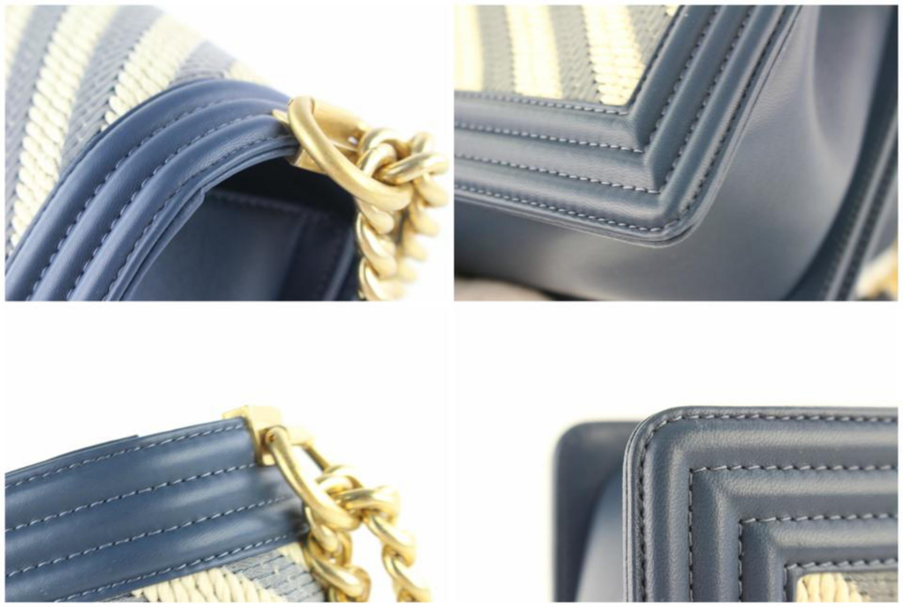 Chanel Boy (Rare) Limited Edition Chevron 2cz1812 Blue Leather Cross Body Bag For Sale 6
