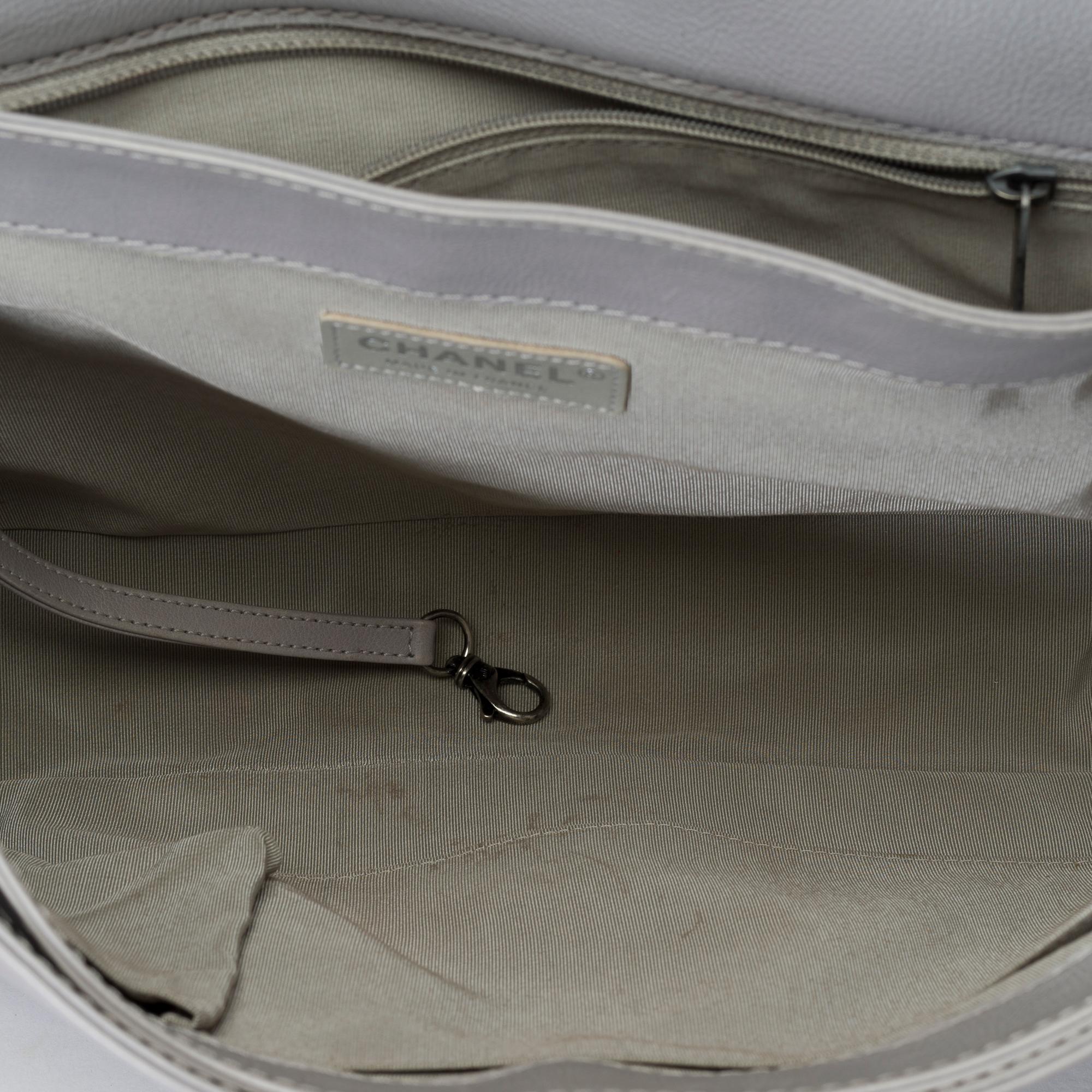Chanel Boy Reverso Maxi Boy shoulder bag in Grey leather, RHW For Sale 3