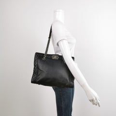 Chanel Boy Reverso Shopping Tote Calfskin Leather Black