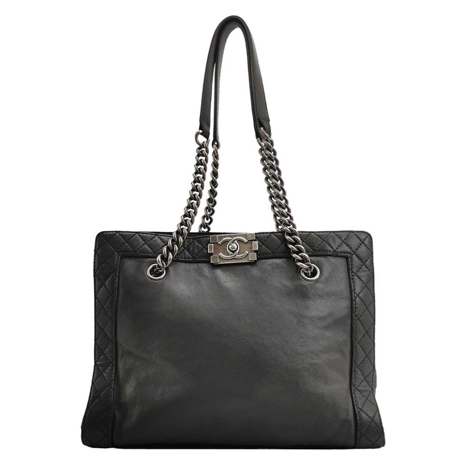 Chanel Boy Reverso Shopping Tote Calfskin Leather Black