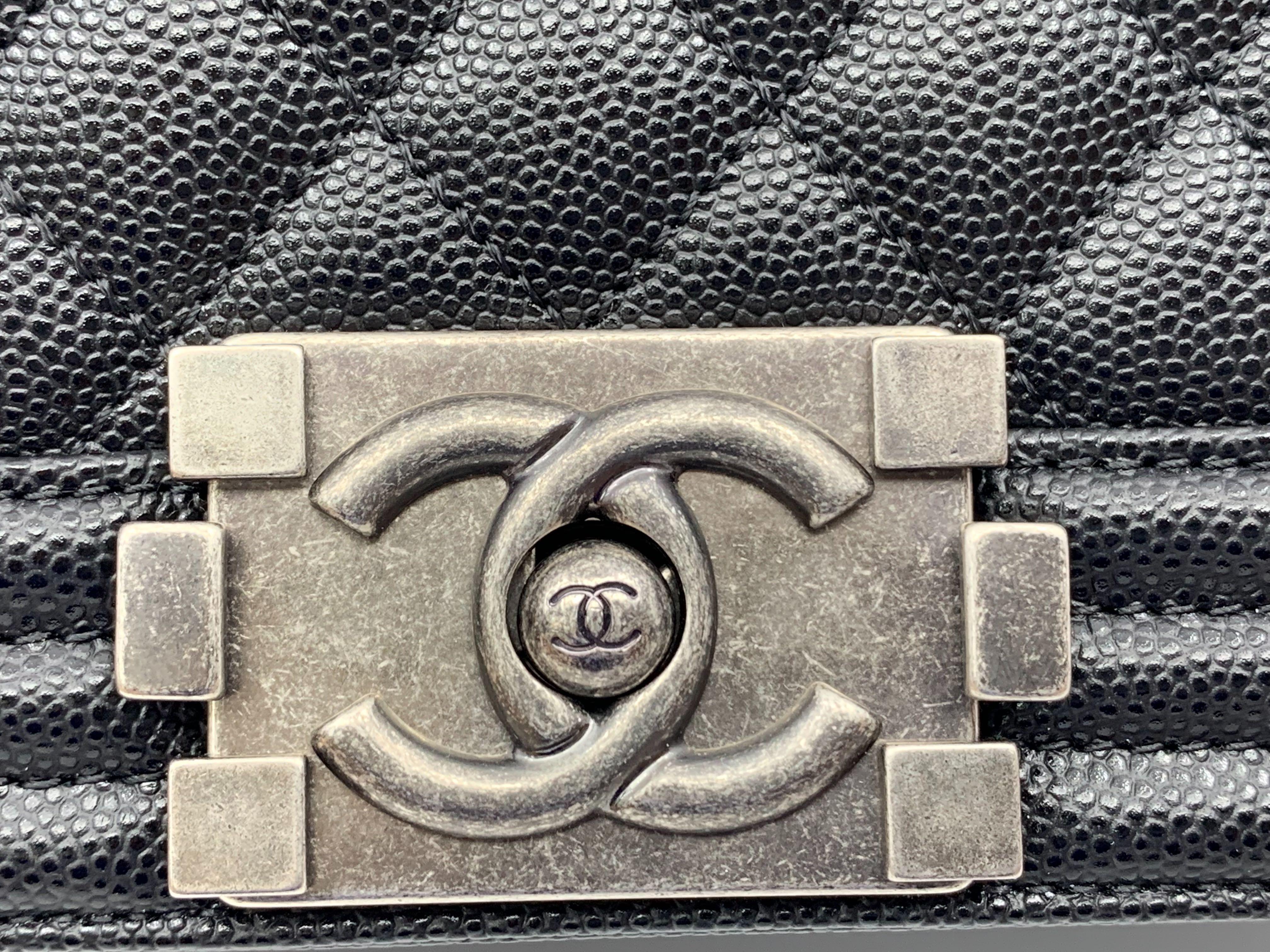 Chanel Boy Ruthenium Finish Medium Black Quilted Leather Bag A67086 Y83338 94305 1