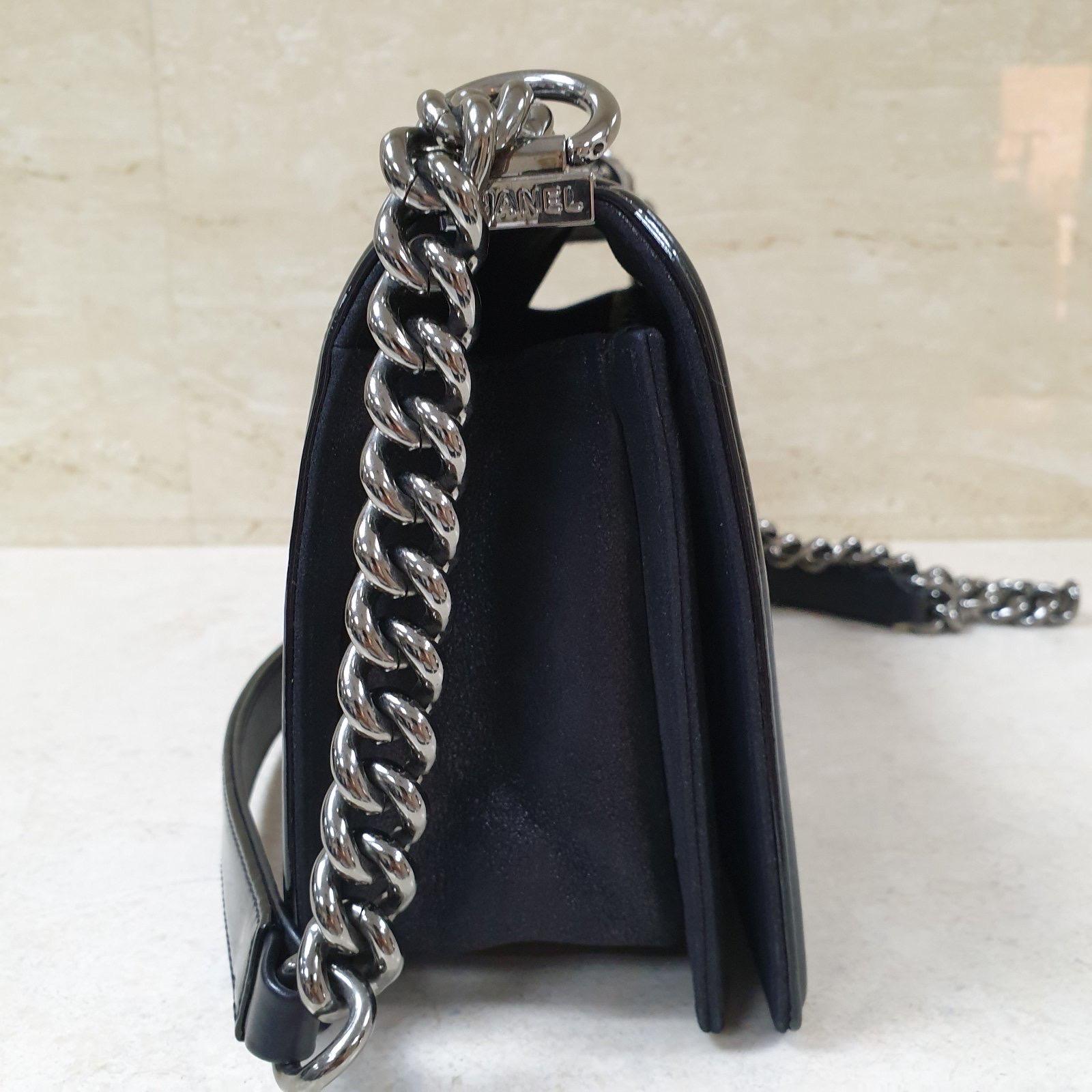 Chanel Boy Sequin  Patent Leather Medium Flap Bag  2