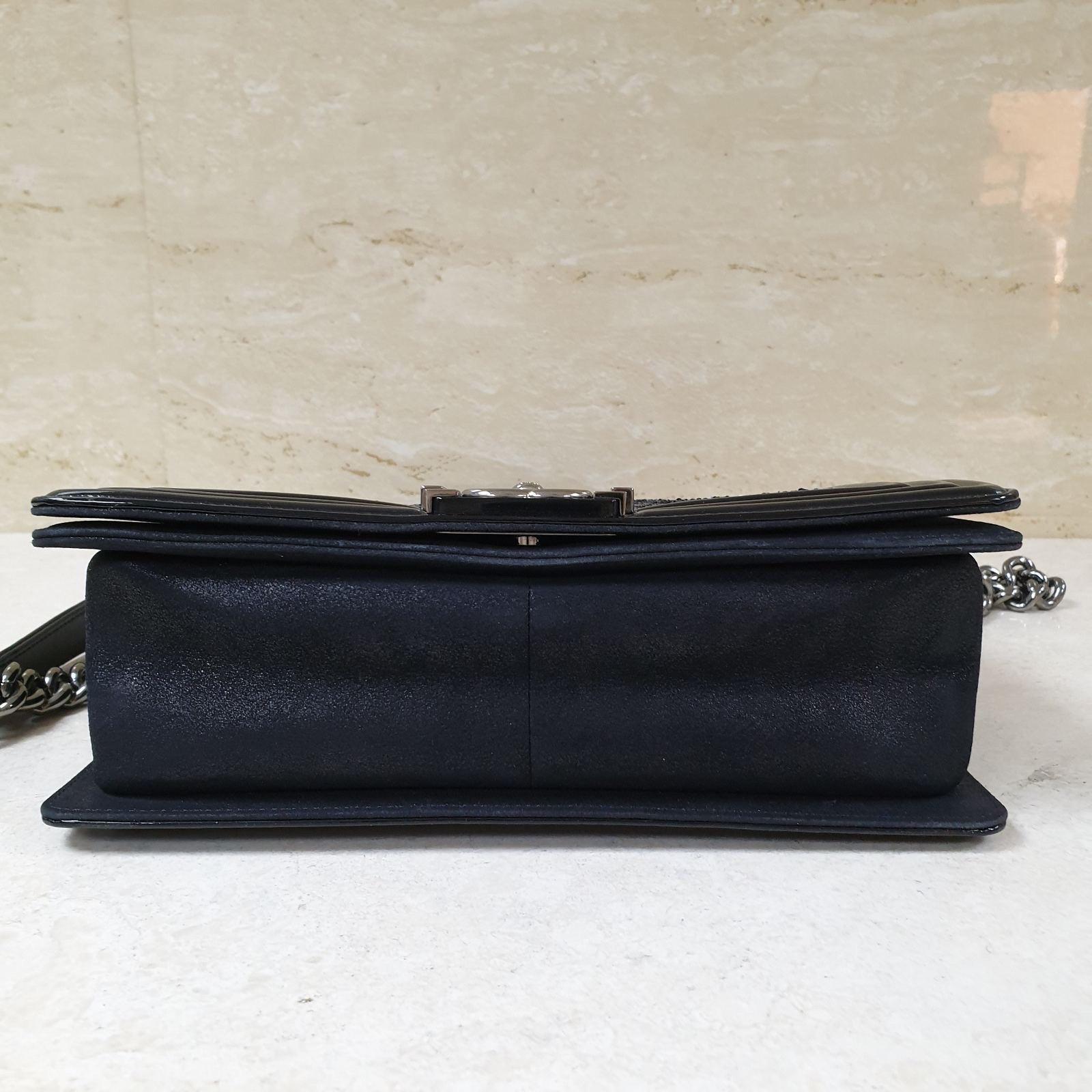 Chanel Boy Sequin  Patent Leather Medium Flap Bag  4