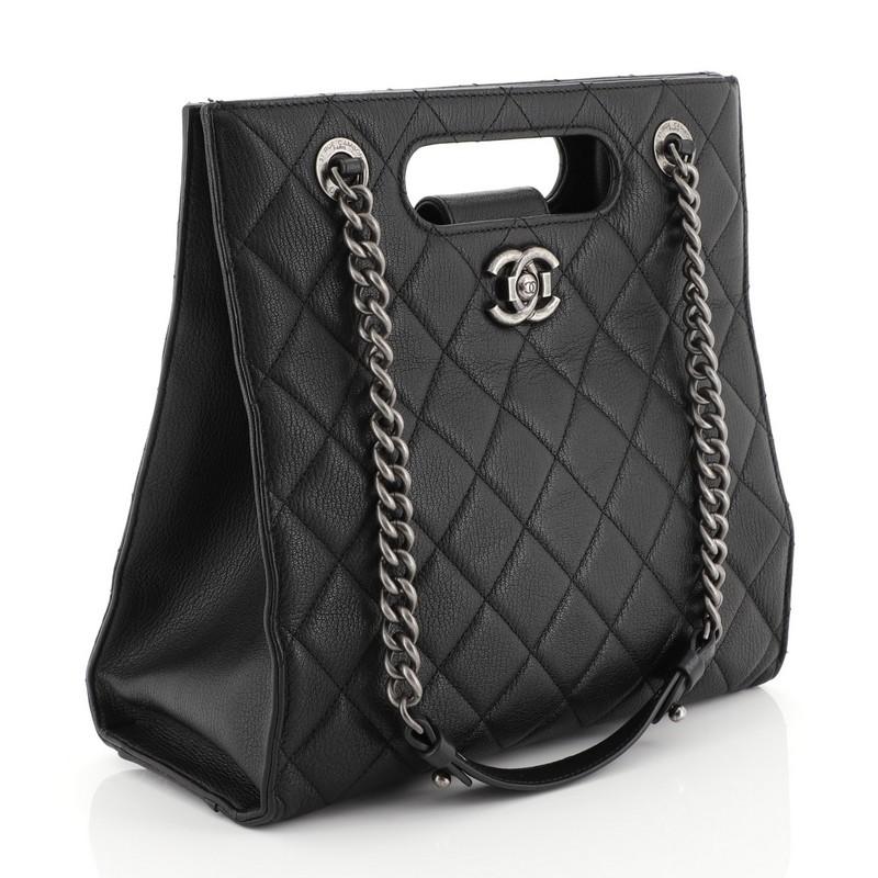 Black Chanel Boy Shopper Quilted Goatskin Small