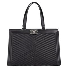 Chanel Boy Shopping Tote Chevron Quilted Calfskin Large