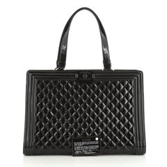 Chanel Boy Shopping Tote Quilted Plexiglass Patent Large