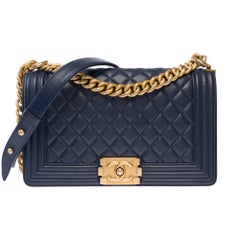 CHANEL Boy Shoulder Bag Navy