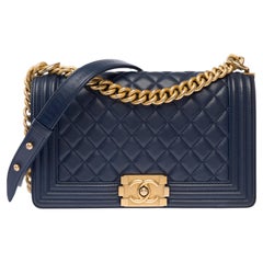 CHANEL Boy Shoulder Bag Navy