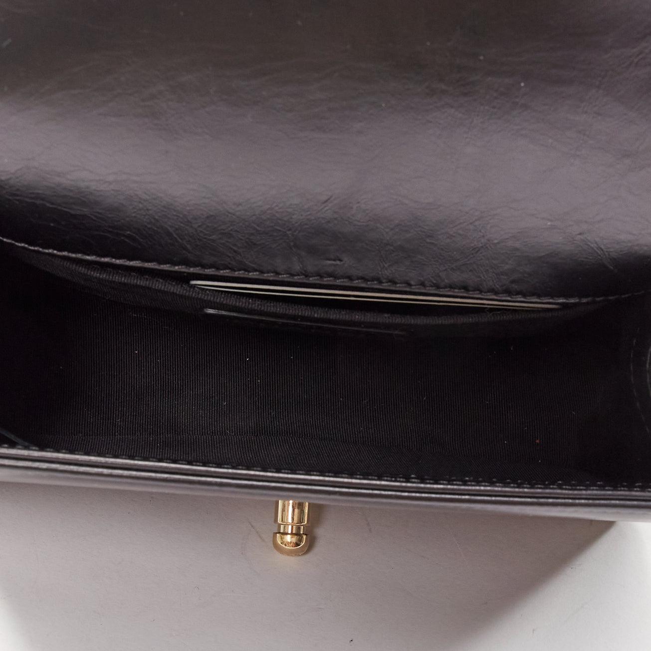 CHANEL Boy Small black shearling leather gold CC push lock chain flap bag For Sale 4