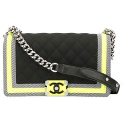 Chanel Boy Soldout Spring 2016 Fluo Medium Rare Black Neon Lime Nylon Flap Bag