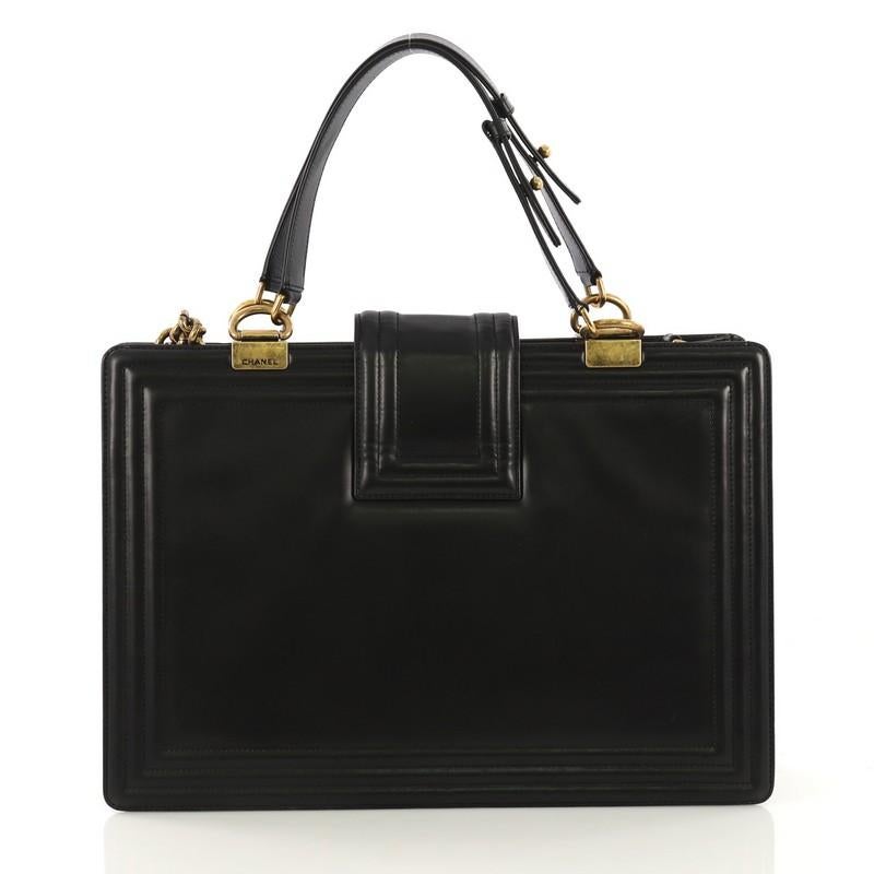 Chanel Boy Tote Glazed Calfskin Large In Good Condition In NY, NY