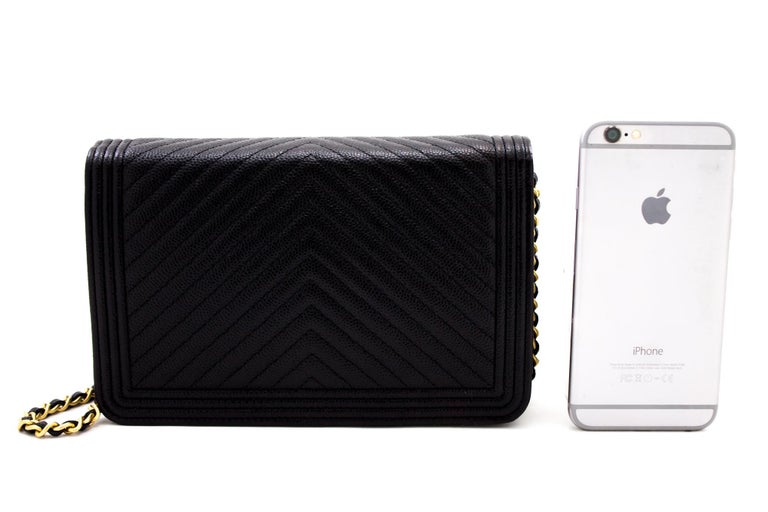 CHANEL Boy VStitch Caviar WOC Wallet On Chain Black Shoulder Bag