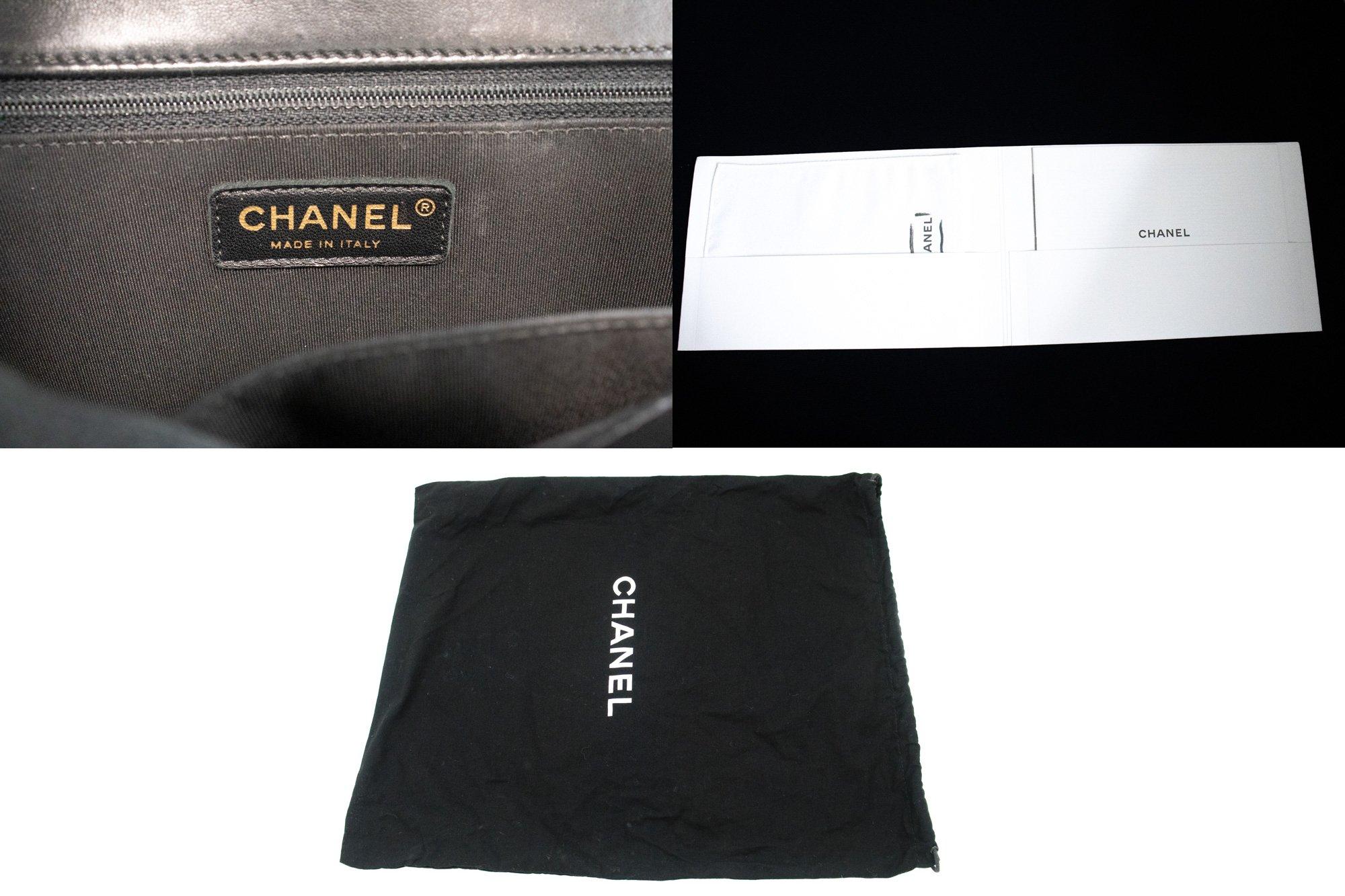 CHANEL Boy V-Stitch Chain Shoulder Bag Black Flap Quilted Calfskin 4