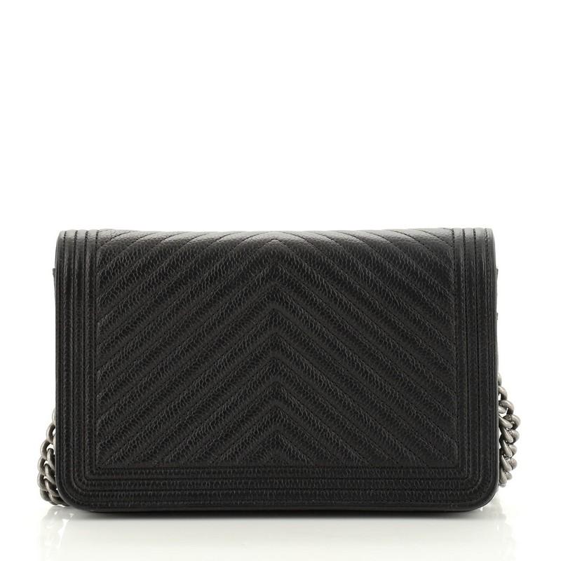 Chanel Boy Wallet on Chain Chevron Caviar In Good Condition In NY, NY