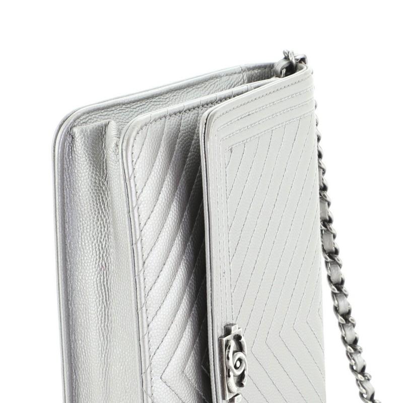 Chanel Boy Wallet on Chain Chevron Caviar In Good Condition In NY, NY