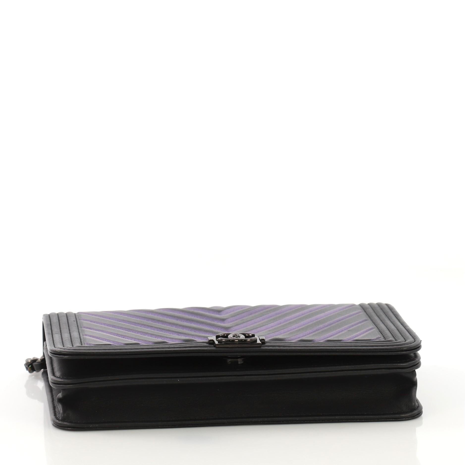 Women's Chanel Boy Wallet on Chain Chevron Painted Calfskin
