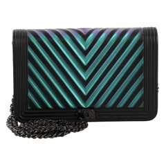 Chanel Boy Wallet on Chain Chevron Painted Calfskin