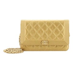 Chanel Boy Wallet on Chain Quilted Aged Calfskin