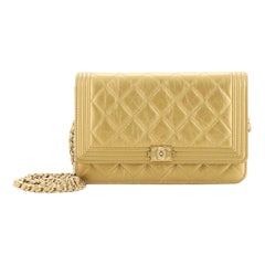 Chanel Boy Wallet On Chain Quilted Aged Calfskin