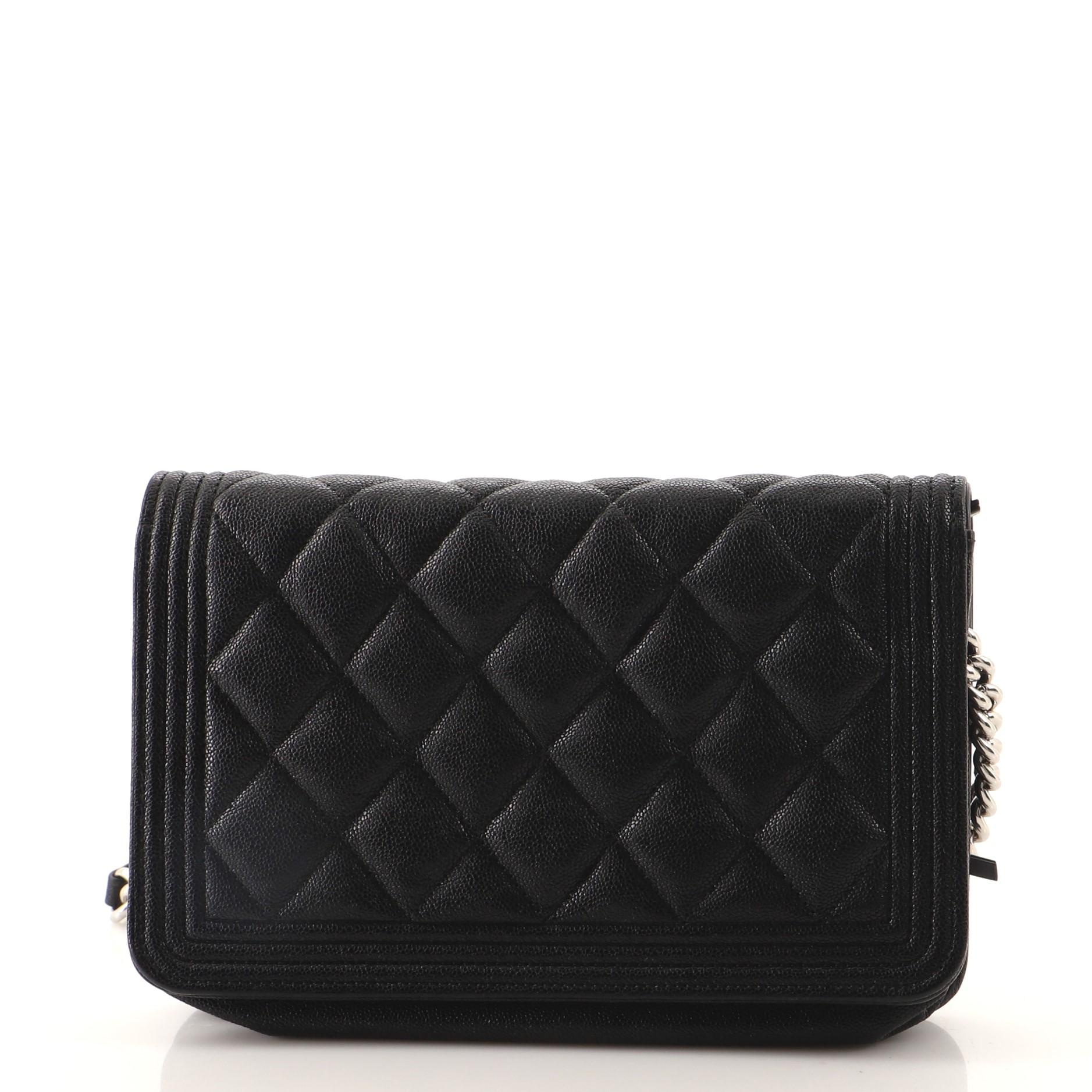 Chanel Boy Wallet on Chain Quilted Caviar In Good Condition In NY, NY