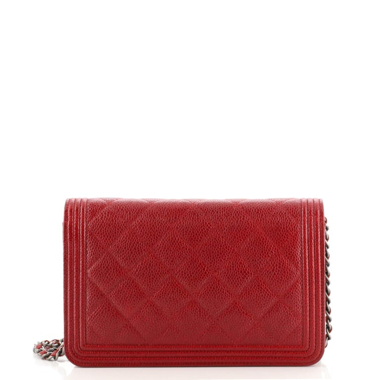 Chanel Boy Wallet on Chain Quilted Caviar For Sale at 1stDibs