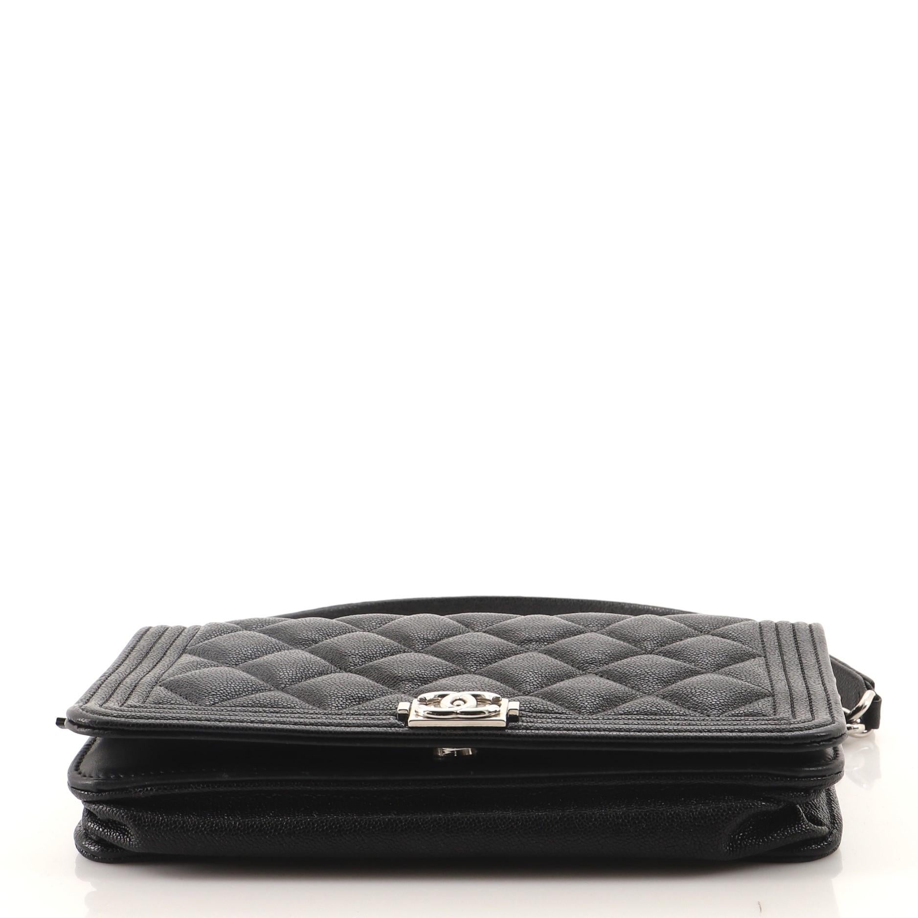 Women's or Men's Chanel Boy Wallet on Chain Quilted Caviar
