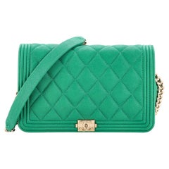Green Quilted Caviar Boy Wallet on Chain (WOC)