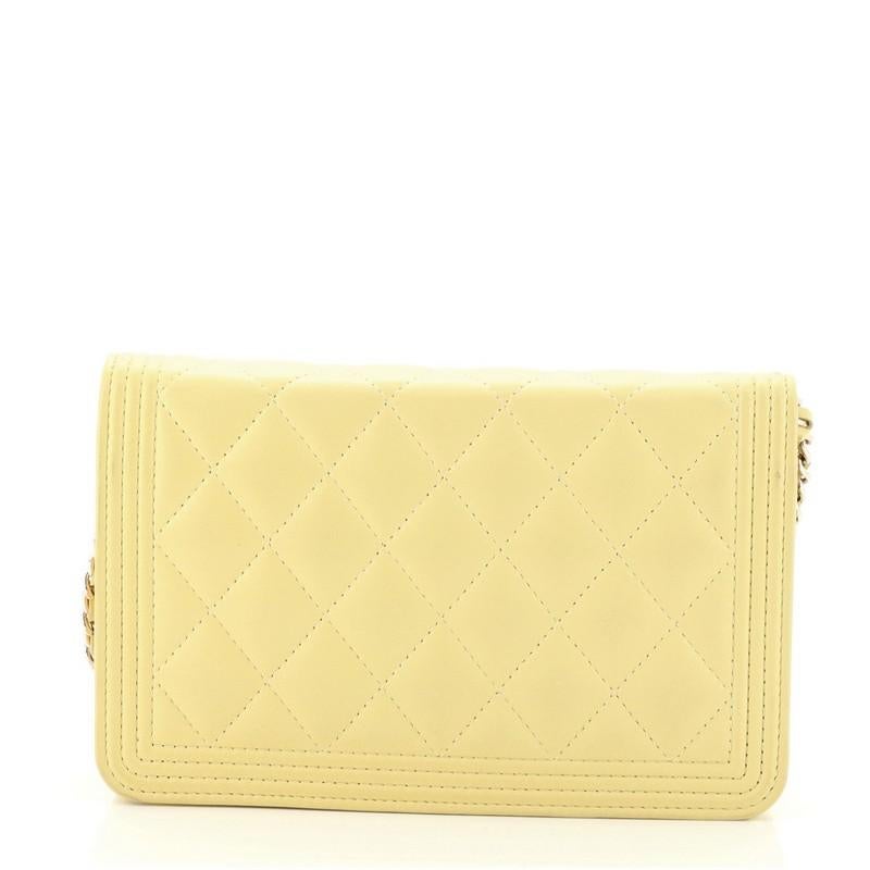 Chanel Boy Wallet on Chain Quilted Lambskin In Fair Condition In NY, NY