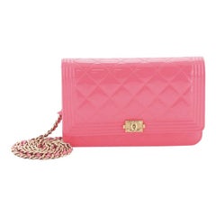 Chanel Boy Wallet On Chain Quilted Patent 