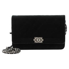 Chanel Boy Wallet on Chain Quilted Velvet