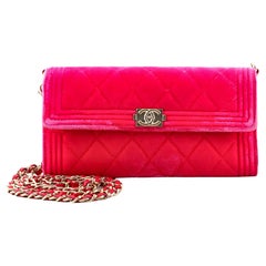 Chanel Boy Wallet on Removable Chain Quilted Velvet