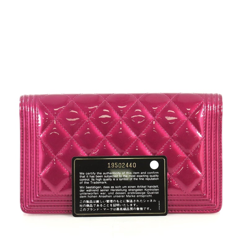 Chanel Boy Yen Wallet Quilted Patent at 1stDibs