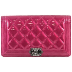 Chanel Boy Yen Wallet Quilted Patent