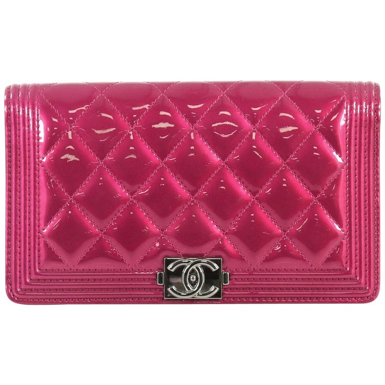 Chanel Boy Yen Wallet Quilted Patent at 1stDibs