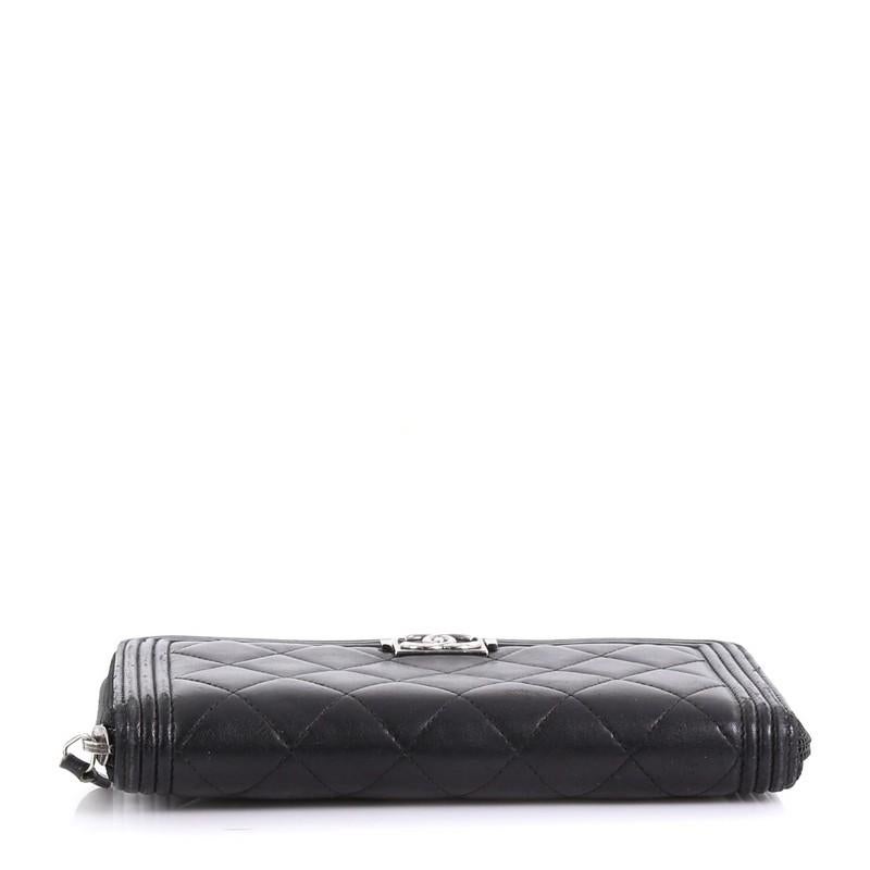 Women's Chanel Boy Zip Around Wallet Quilted Lambskin Long