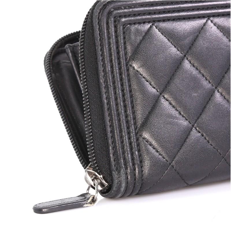 Chanel Boy Zip Around Wallet Quilted Lambskin Long 2