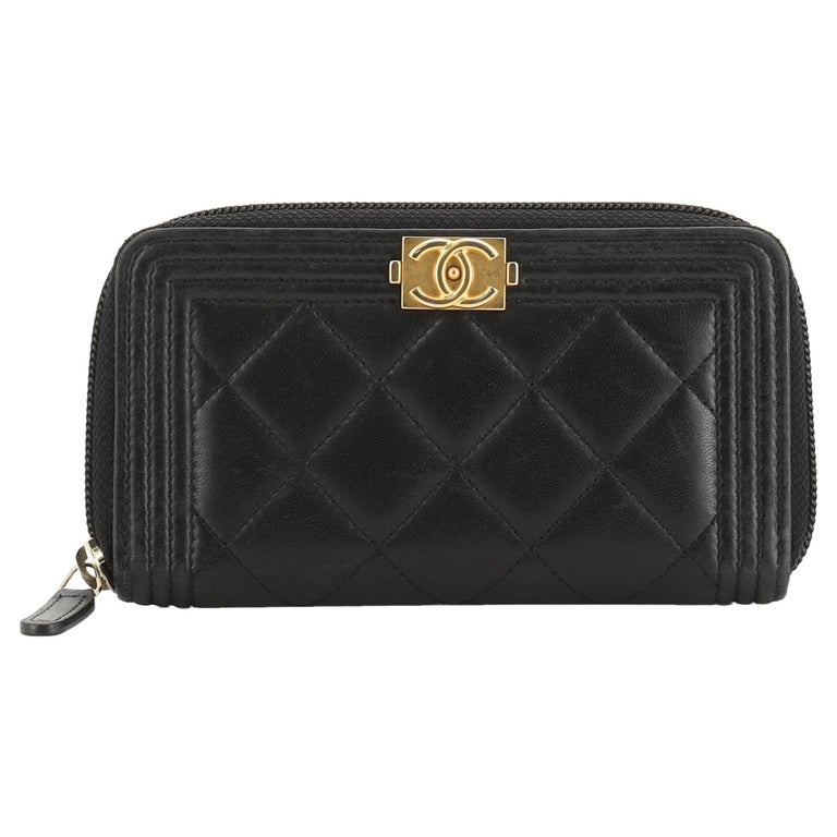 Chanel Boy Zip Around Wallet Quilted Lambskin Small at 1stDibs
