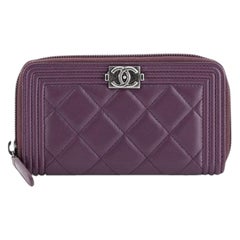 Chanel Boy Zip Around Wallet Quilted Lambskin Small