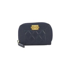 Chanel Boy Zip Coin Purse Quilted Lambskin Small
