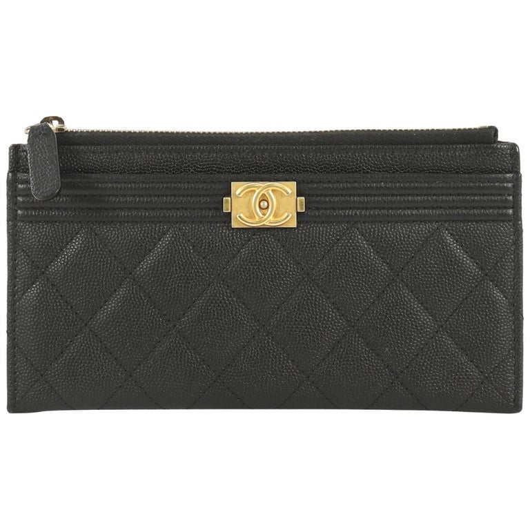Chanel Boy Zip Pouch Quilted Caviar Long at 1stDibs | chanel boy pouch