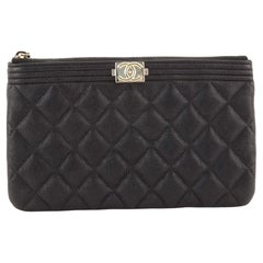 Chanel Boy Zip Pouch Quilted Caviar Small